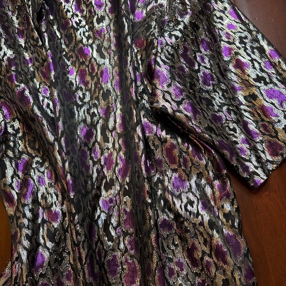Maggie Sweet 3x Purple Black Silver Shiny Cover Up Top - Picture 7 of 10